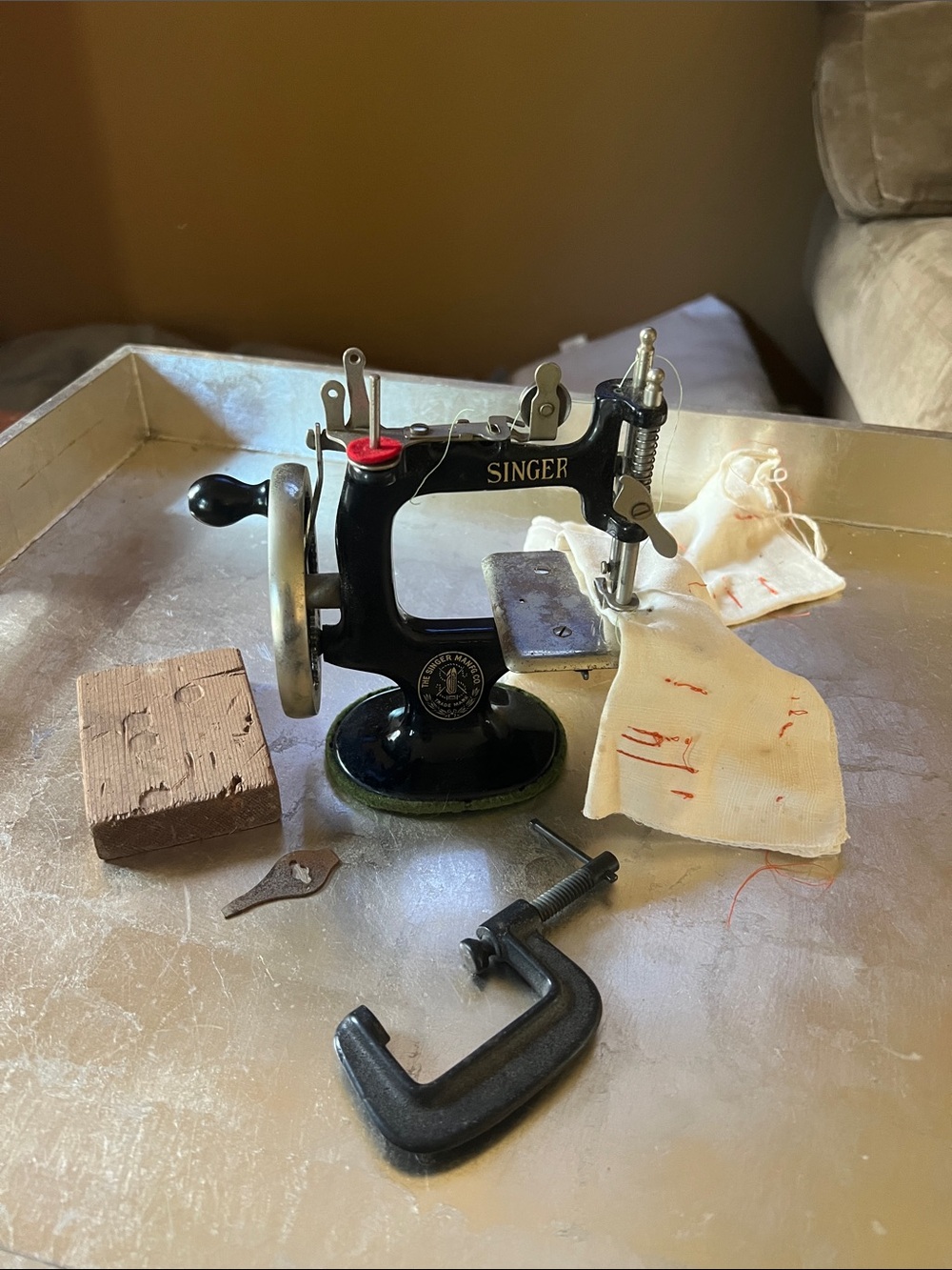 Vintage Singer Miniature Black Toy Sewing Machine 1920s